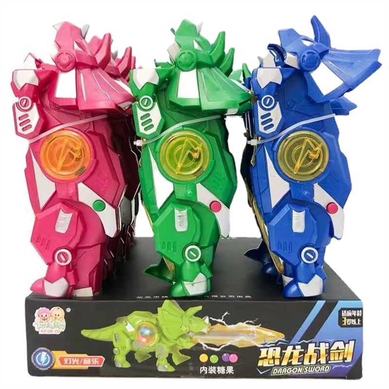 HY Toys Children candy toys Light up music Dinosaur Morphing battle sword children fun gift supermarket retail supply