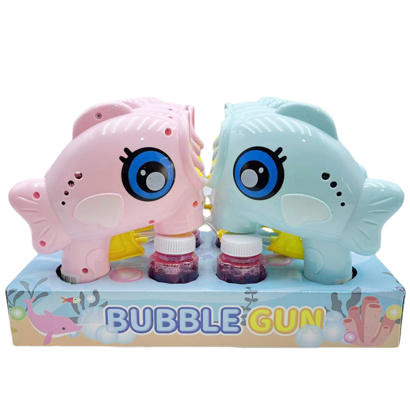 HY Toys children's bubble blowing machine manual no battery pressing big eyes goldfish toy gun with whole box