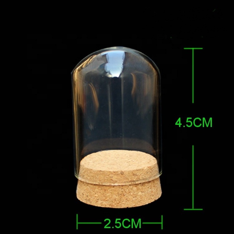 hot selling 2.5x3.8CM U-shape small empty glass  dome bottle doll house with cork for display