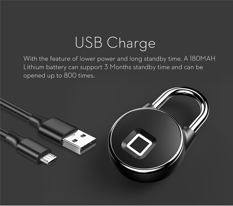 USB Charge Remote Unlocking Tuya Smart APP Intelligent security Padlock Fingerprint Lock For Door Drawer Bag Case etc