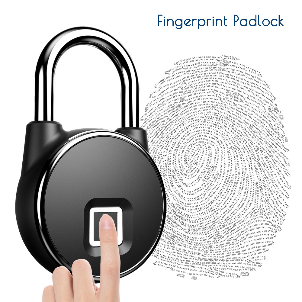 P22 USB Charging Fingerprint Lock IP66 Waterproof Smart Keyless Security Padlock Bike Case Bag Anti-Theft Lock