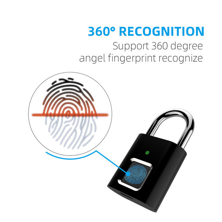 2020 New USB Rechargeable L34 Long time Standby Smart Keyless Fingerprint Lock Anti-Theft Security Padlock Door Luggage Padlock