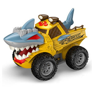 Wholesale cool friction plastic big shark car toy for kids with light music