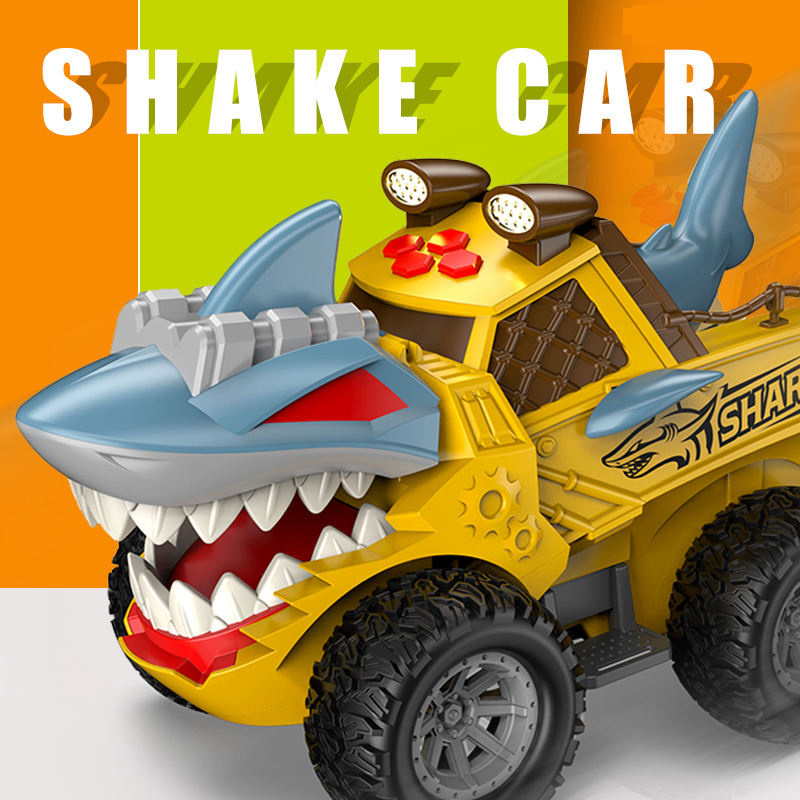 Wholesale cool friction plastic big shark car toy for kids with light music