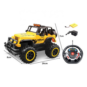 multifunction steering wheel 1:14 jeep remote control car 4x4 remote control rc off-road car with music and lights