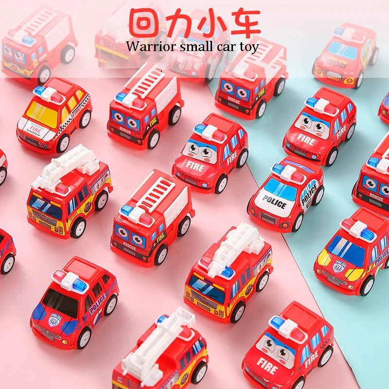 Mini Fire Truck Toy Bulk Fire Engine Trucks Mini Police Trucks Pull Back Small Vehicle Toy Present Toys for Surprise Egg Filler