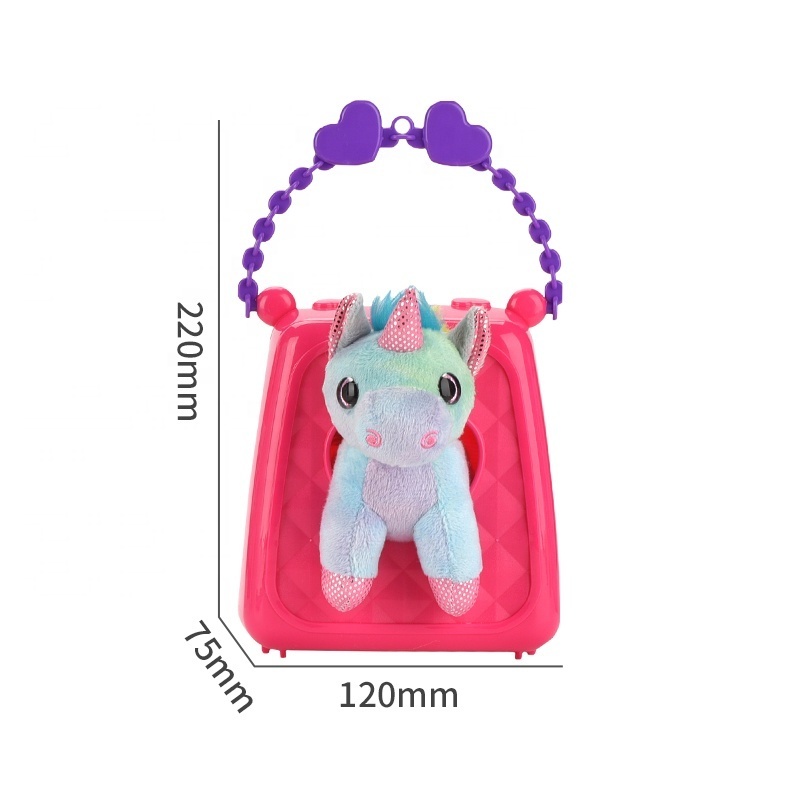 Children cute Stuffed animal Handbag Pretend Play Plush Dog Toys Mini Plush Handbag Dog Toy