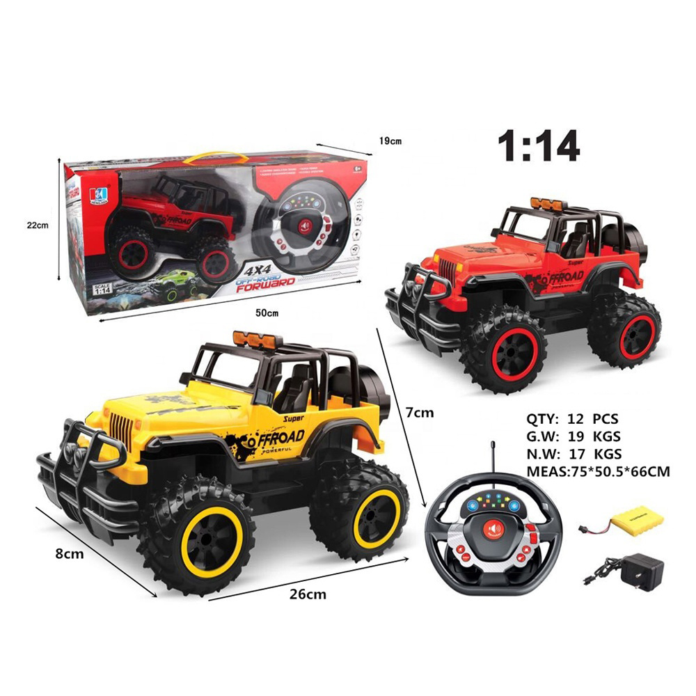 multifunction steering wheel 1:14 jeep remote control car 4x4 remote control rc off-road car with music and lights