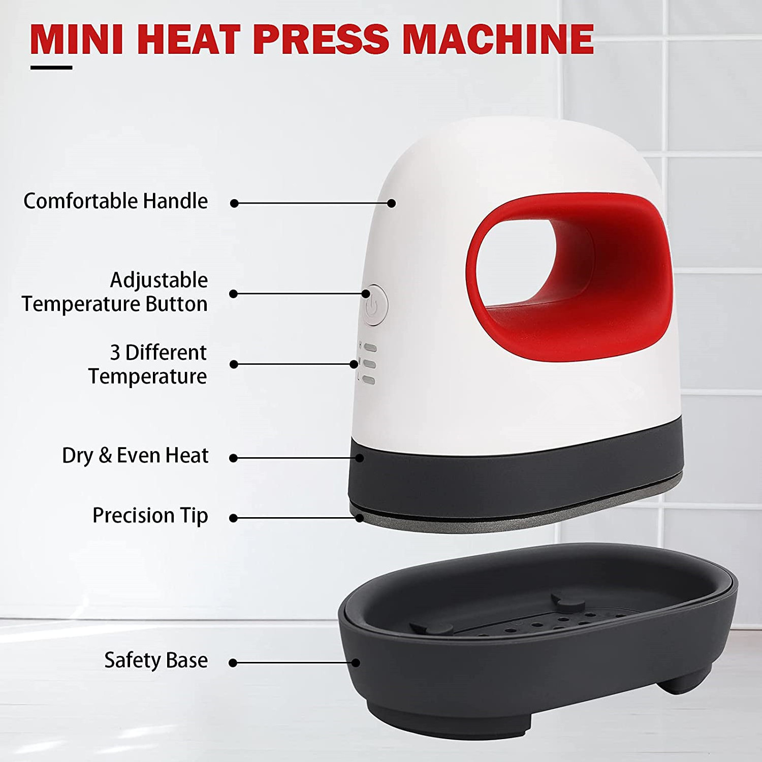 Electronic Easy Heat Press Sublimation Machine Hand Held for T Shirts Shoes Hats and Small HTV Vinyl Projects Electric MINI Xh