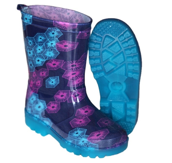 Kids Clear Transparent PVC Rain Boots With LED Light