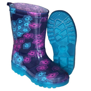 Kids Clear Transparent PVC Rain Boots With LED Light