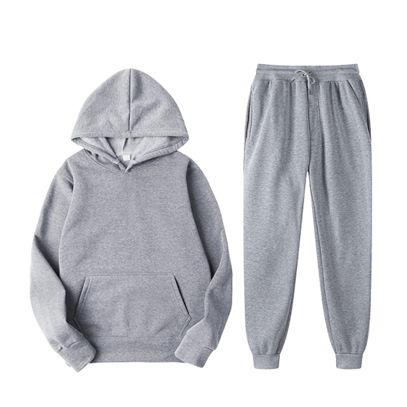 Custom Logo Cheap Winter Plain Cotton Unisex Pullover Jumper Men's Sweatsuits Jogger Sweatpants And Hoodie Set