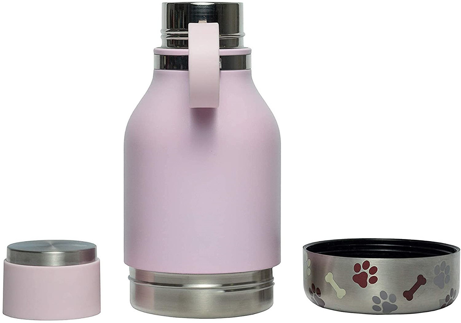 Dog Travel Water Bottle Portable Dog Bowl Attached to Stainless Steel 1 Liter Bottle