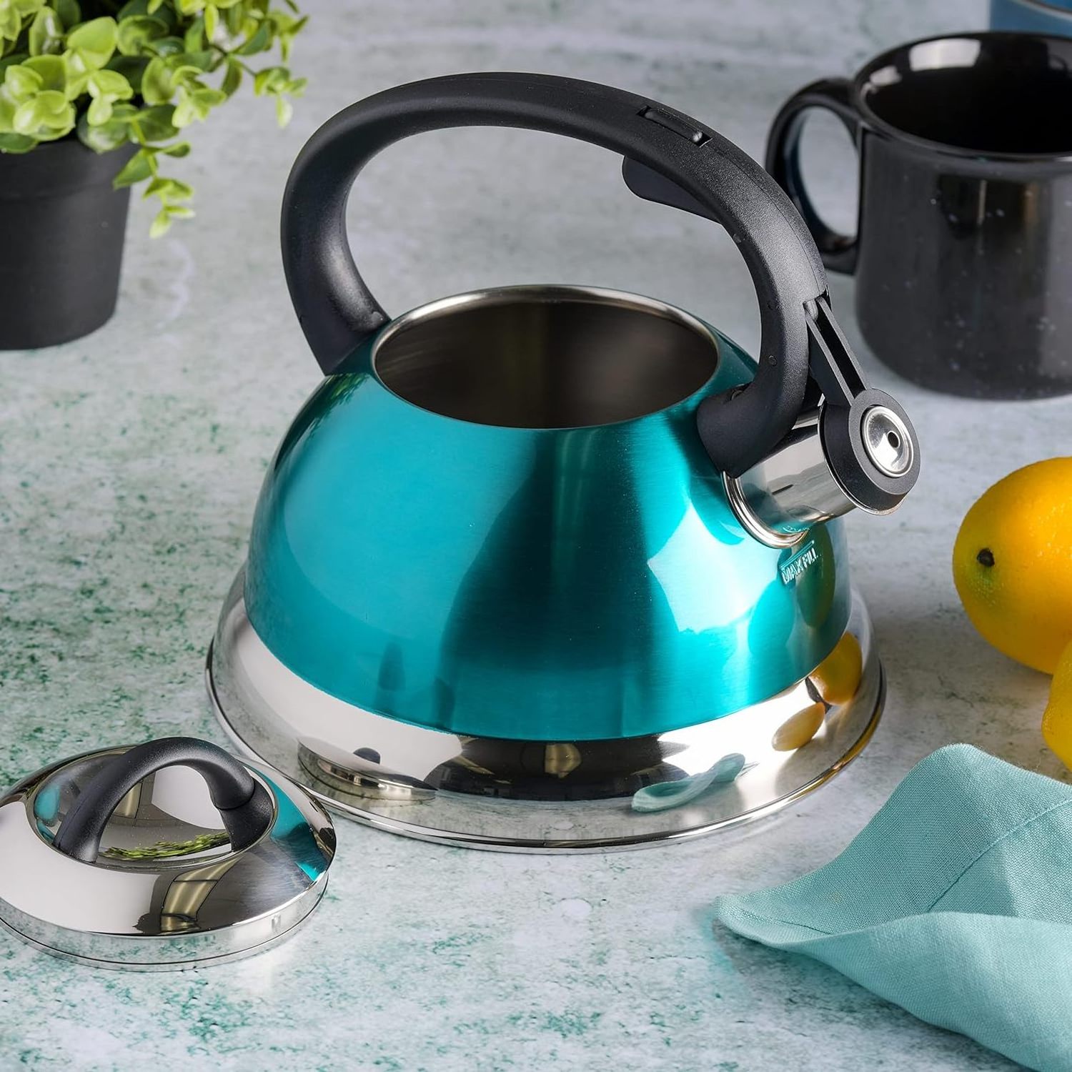 Tea Kettle Stovetop Whistling Kettle Teapot, Food Grade Stainless Steel Teakettle for Stove Top with Heat Proof Ergonomic Handle