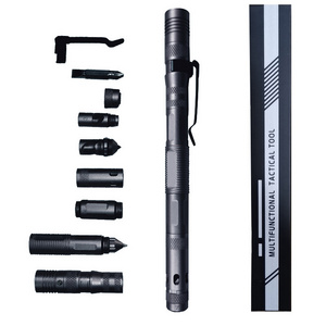 6 In 1 Outdoor Camping Multifunctional Self-Defense Tactical Pen With LED Attack Cone Survival Equipment