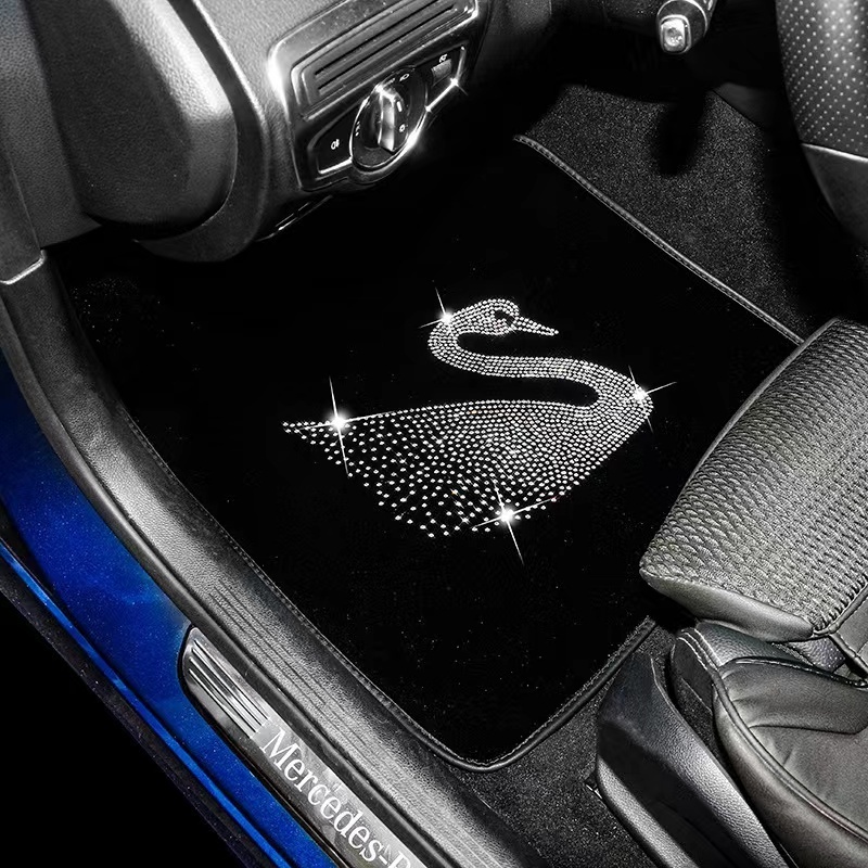 Luxury Bling Rhinestone Diamond Custom Universal Car Carpet Anti-skidding Clean Mats for Women Car Accessories Custom Car Mat