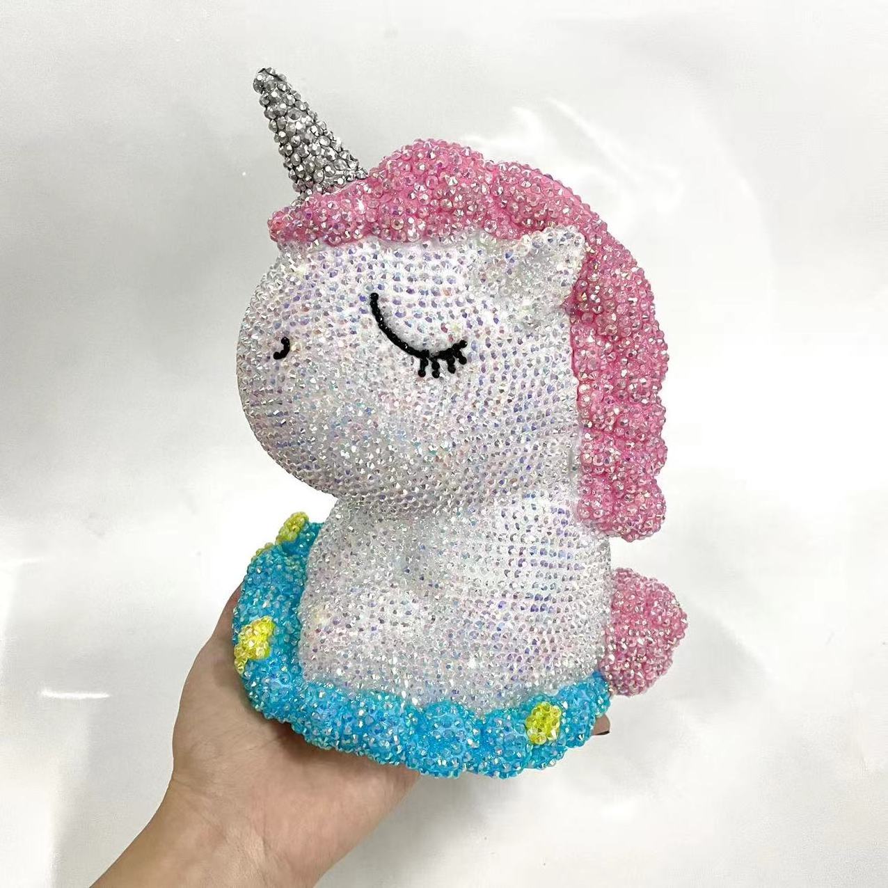 Christmas gift bling piggy bank money saving box for children rhinestone unicorn bank gift for kids