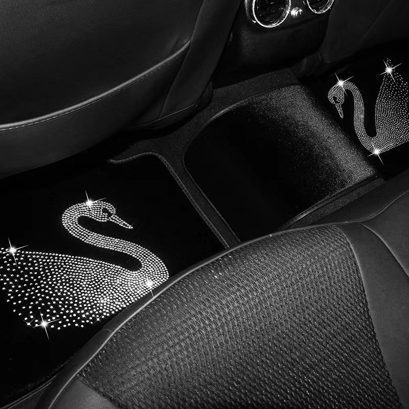 Luxury Bling Rhinestone Diamond Custom Universal Car Carpet Anti-skidding Clean Mats for Women Car Accessories Custom Car Mat