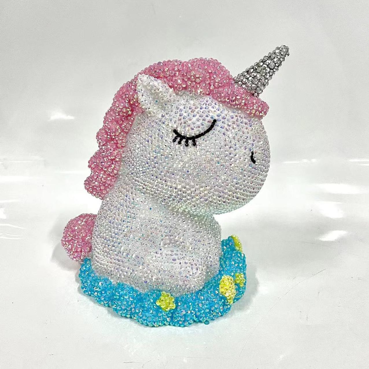 Christmas gift bling piggy bank money saving box for children rhinestone unicorn bank gift for kids