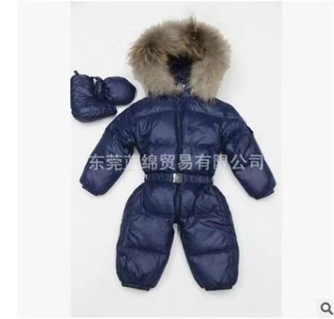 2023 new baby winter fur collar hooded thick warm solid color cute sports zipper waist one-piece crawling suit