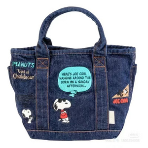 2023 Japan's new super hot Snoopi cartoon cute handbag retro everything denim small bento bag