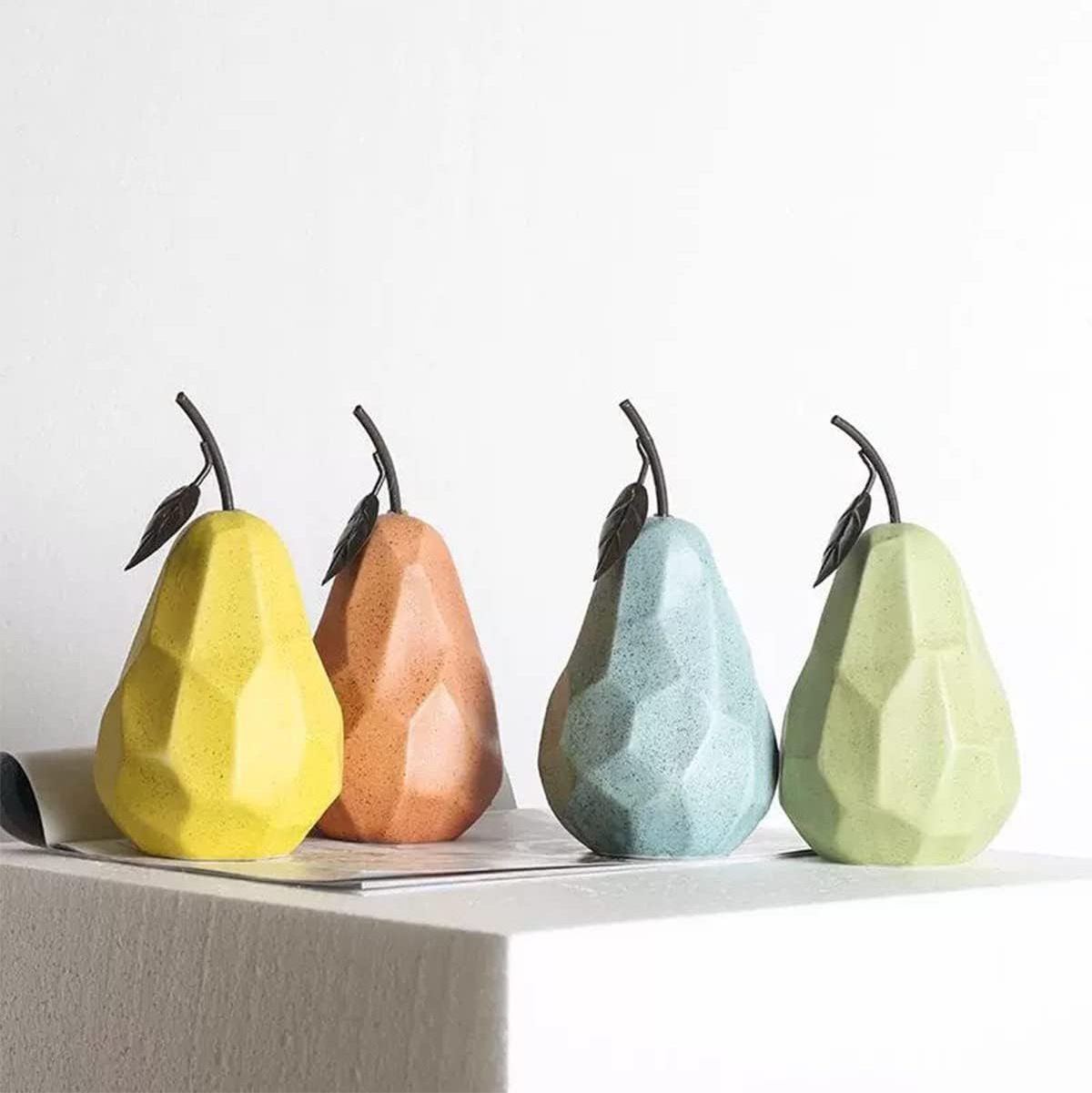 SAMINDS Ceramic Fruit Sculpture, Pear Decor, Modern European Pear-Shaped for Bookshelf, Tabletop, Living Room, Dining , Of