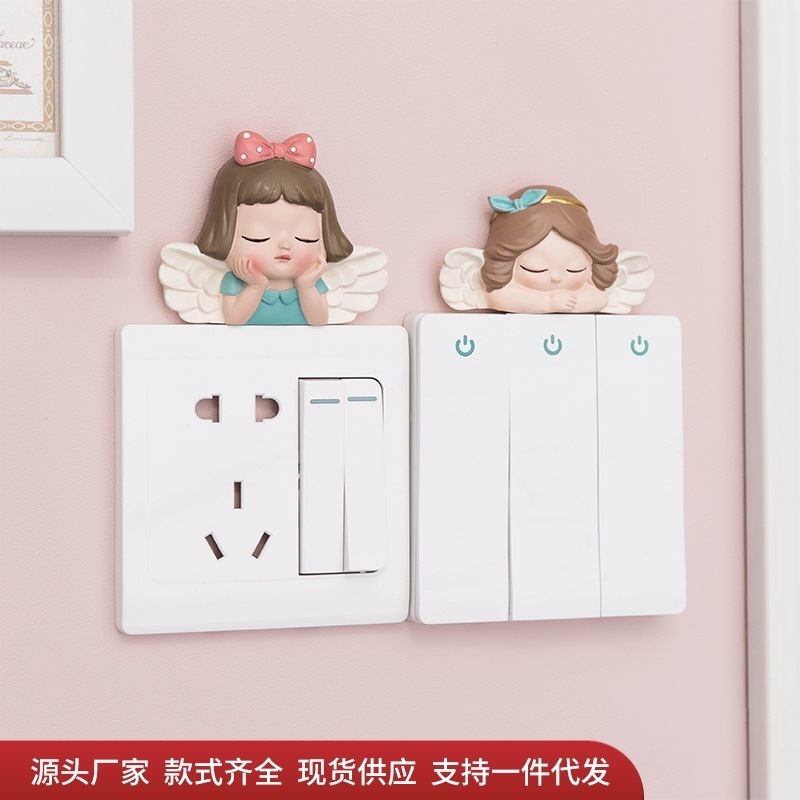 Simple Stereo Light Switch Sticker Cute Cartoon Girl's Room Bedroom Home Wall Socket Decorative