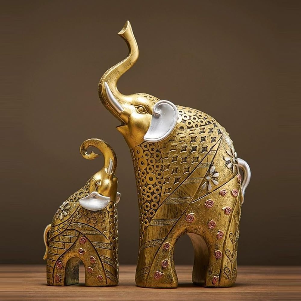 SAMINDS Good Luck Elephant Sculpture Home Decoration Pair of Nordic Mother and Child Statue Mother#39;s Day Housewarming Gift Re