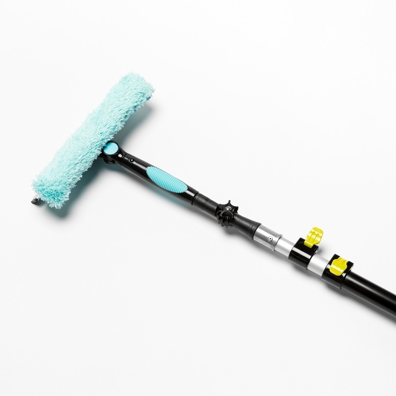 Microfiber 5.4m Telescopic Window Cleaning Squeegee Brush And Aluminum Pole With Long Handle