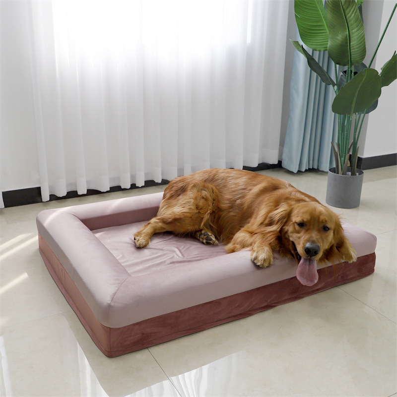 Fashion pink purple rectangle large kennel leather dog bed dog mat