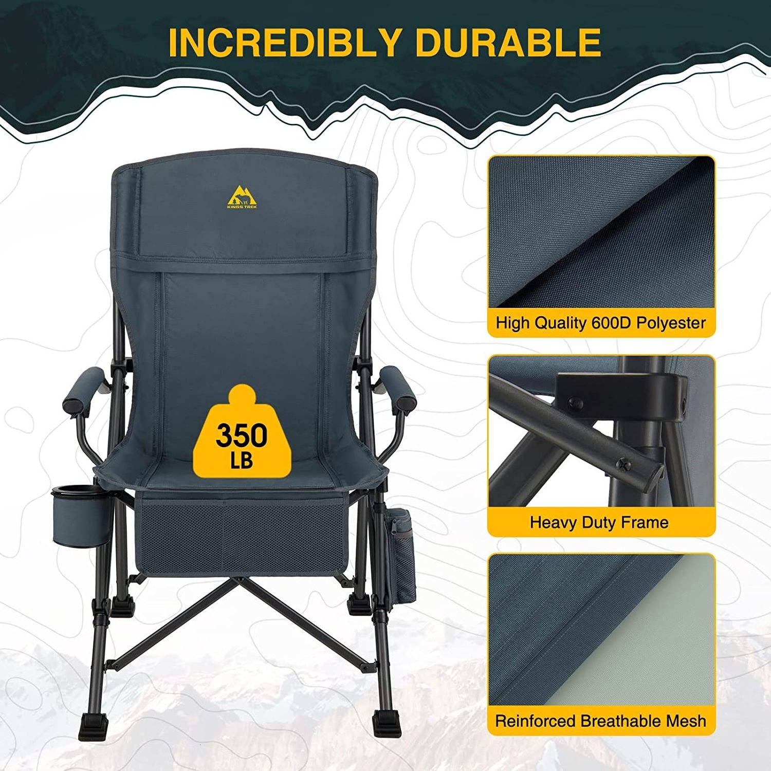 Camping Chair Heated with Battery ,Heavy Duty Portable Folding Camp Seat for Outdoor Sports, Beach, Picnics