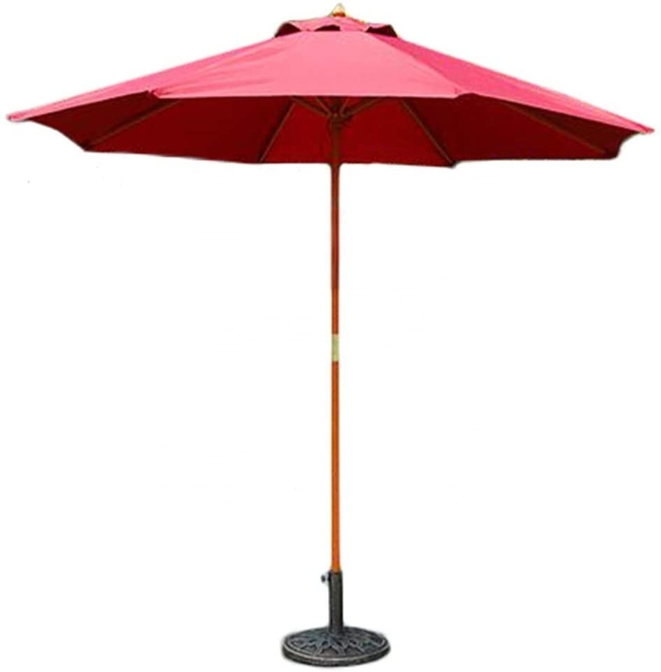 9ft Outdoor Patio Table Umbrella with Wood Pole, for Market Garden Yard Beach Deck Poolside Cafe Decor Sunshade