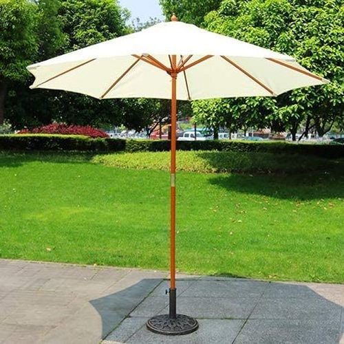 9ft Outdoor Patio Table Umbrella with Wood Pole, for Market Garden Yard Beach Deck Poolside Cafe Decor Sunshade