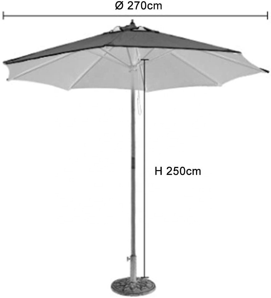 9ft Outdoor Patio Table Umbrella with Wood Pole, for Market Garden Yard Beach Deck Poolside Cafe Decor Sunshade