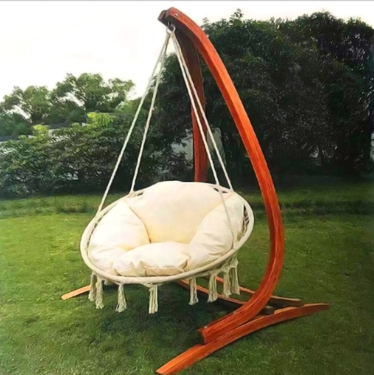 Outdoor/Indoor Hammock wood stand Chair Swing Hanging Chair Rope for Bedroom, Outside Patio, Garden