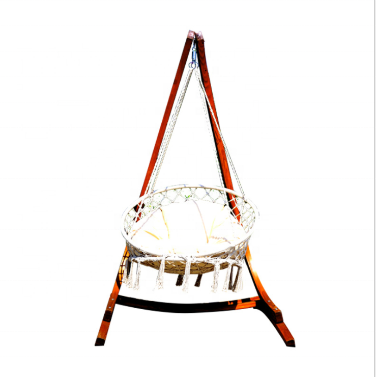 Outdoor/Indoor Hammock wood stand Chair Swing Hanging Chair Rope for Bedroom, Outside Patio, Garden