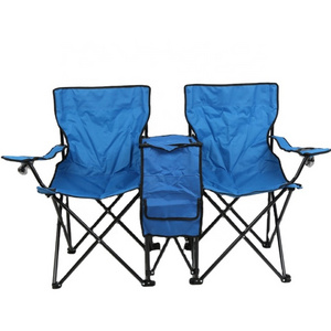 Outdoor Foldable Picnic Beach Camping Double Chair+Umbrella Table Cooler Fishing Fold Up outdoor 2 person chair  set