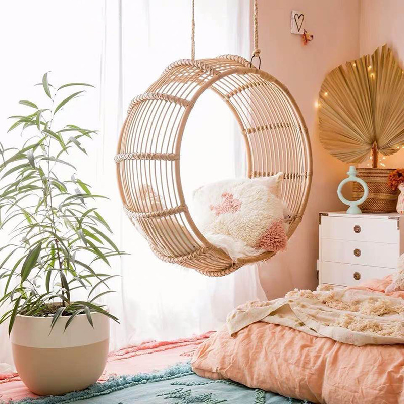 Korean retro swing basket homestay bedroom children's room rattan family hammock rocking chair