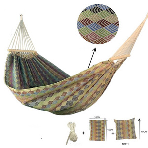 Jacquard Vintage geometry Nordic Canvas hammock two-person outdoor gear indoor camping tassel swing  Carry cots and stands