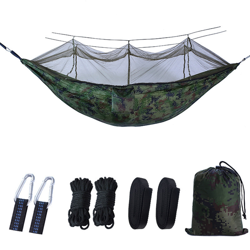 Outdoor Camping Leisure Nylon Mesh Hammock Summer Mosquito-Proof Portable Double Rope Netting for Outdoor Furniture