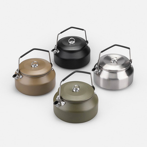 Camping portable kettle Outdoor vintage stainless steel 1L brewed tea kettle camping pour-over coffee kettle