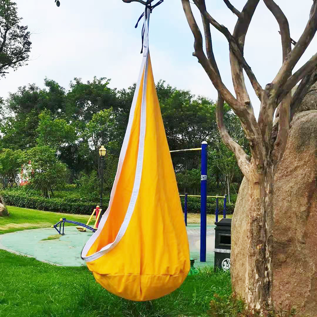 New children cloth bag swing chair all cotton canvas indoor with inflatable cocoon bag hug swing chair hammock