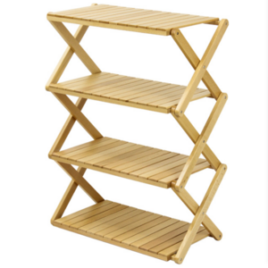 4 Tier Natural Wood Rack Organizer Multifunctional Free Standing And Easy Fold Multi Tier Shelf Storage Shelves