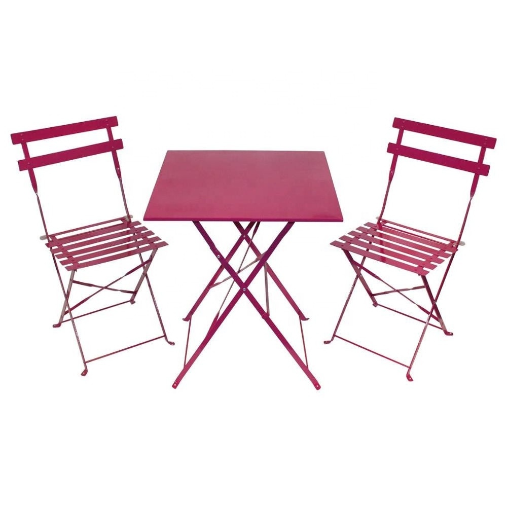 Cheap Garden patio Outdoor furniture Colorful folding outdoor metal mesh bistro/cafe/patio/garden table and chair sets