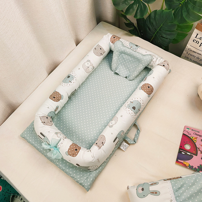 Cotton 60 sateen baby lounger no quilt portable folding bionic crib baby press-proof bed