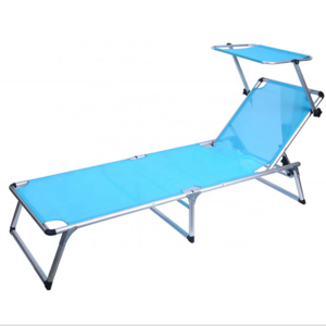 Outdoor Lounge Chair beach sun bed with sunshade umbrella canopy foldable 5 position