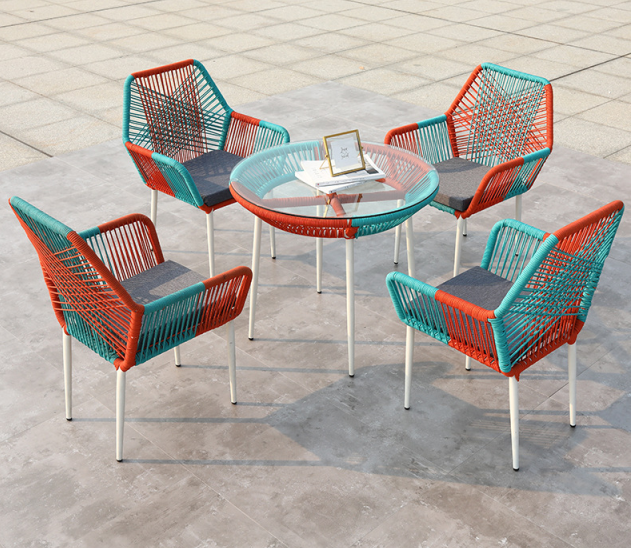 Casual Rattan Set for Balcony Patio or Sun Room Includes Table and Chair Outdoor Furniture for Garden Terrace