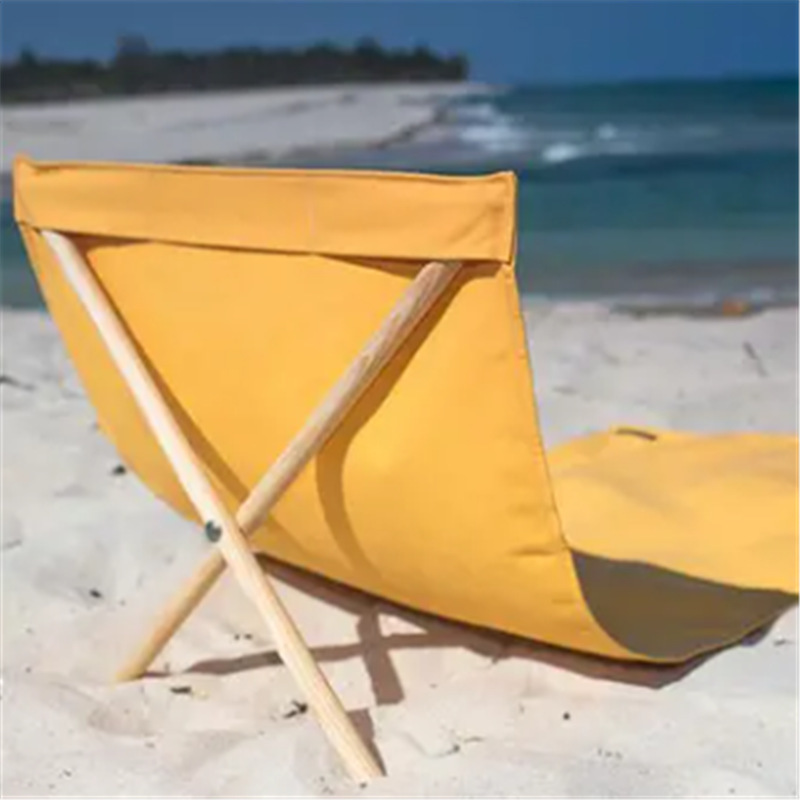 Sand Free Relaxing Lounger Recliner Outdoor Portable Folding Sun Beds Wooden Canvas Foldable Beach Mat Sea Chairs With Backrest