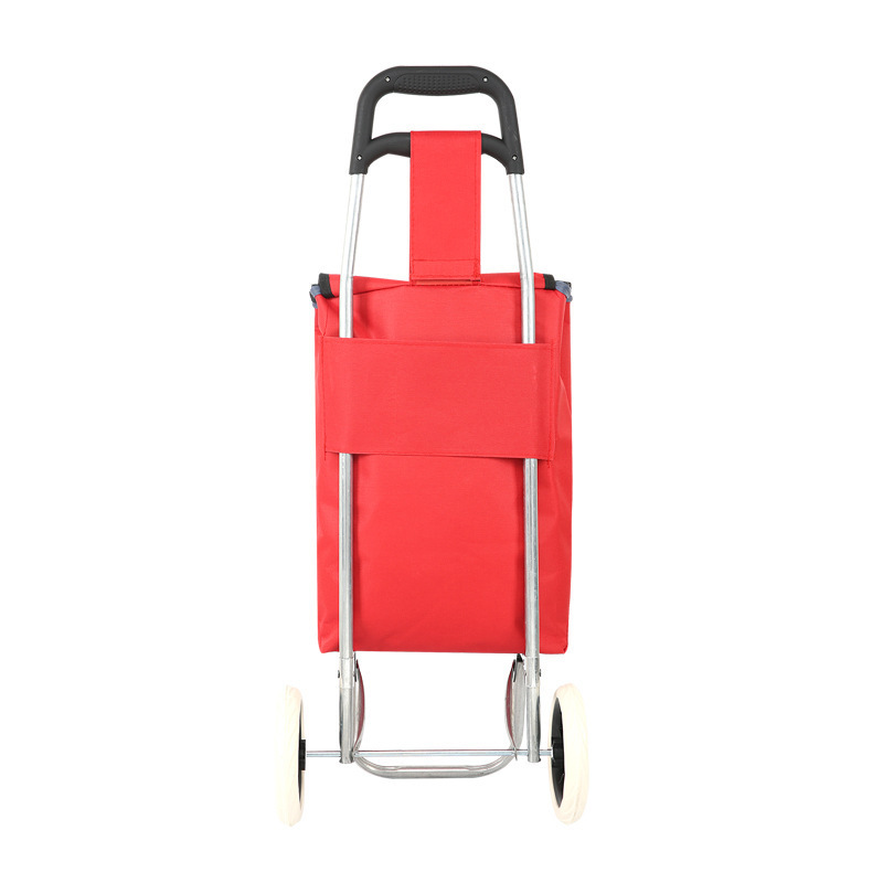 Aluminum alloy portable shopping cart flat step wheel household cloth bag shopping cart folding luggage trailer small pull cart