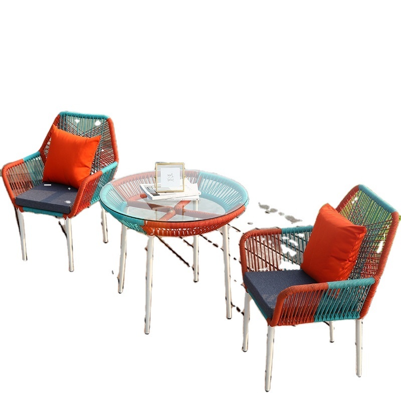 Casual Rattan Set for Balcony Patio or Sun Room Includes Table and Chair Outdoor Furniture for Garden Terrace